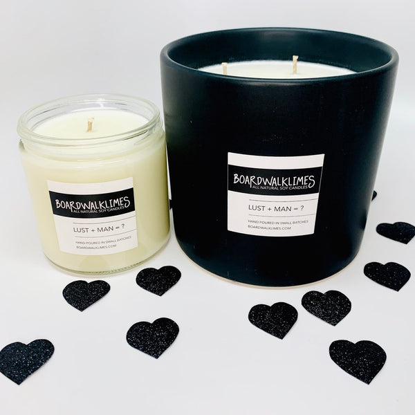 Sexy Scented Luxury 3-wick soy candle in handmade ceramic matte black vase, 1-wick soy candle in modern glass jar with shiny black lid