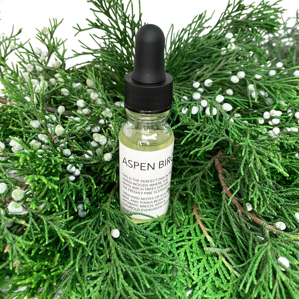 Essential oil diffuser oil in Aspen birch evergreen scented oil in a dropper bottle