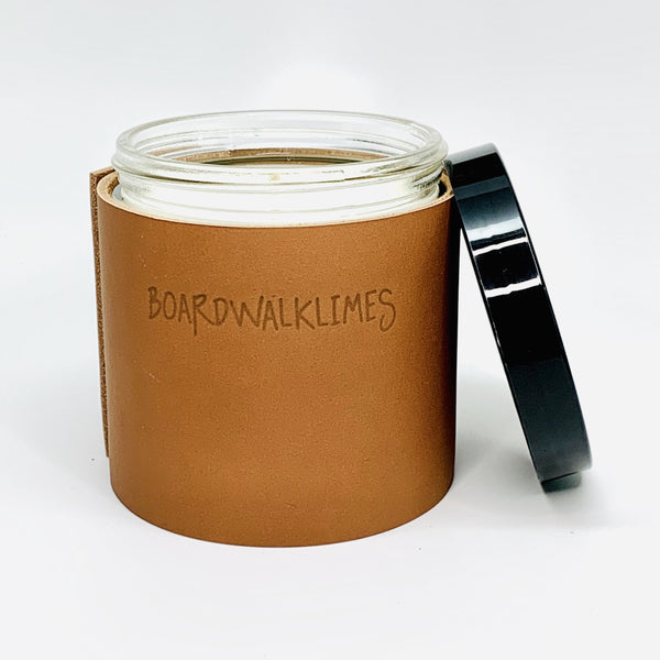 Luxury Large Soy Candles with fine leather caramel color sleeve